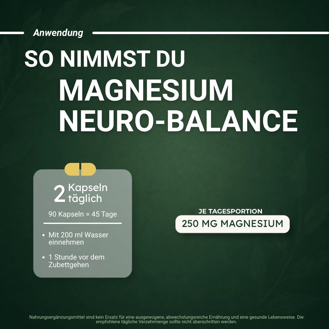 So nimmst du Magnesium Neuro-Balance: Tagesportion, Darreichungsform und Verzehrempfehlung